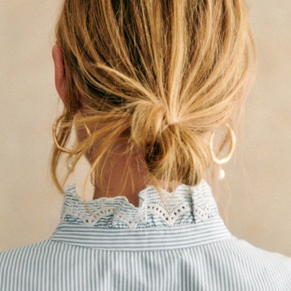 SEZANE Chlo Shirt in Stripes Ecru/Blue 34 XS - Picture 5 of 12